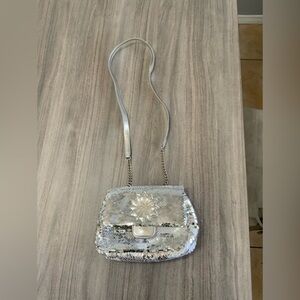Disney Store Frozen Elsa Purse Silver Sequins